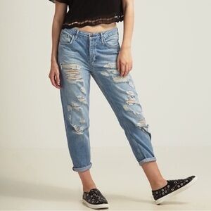 Topshop Moto Hayden Boyfriend Super Distressed Cropped‎ Jeans Size 26